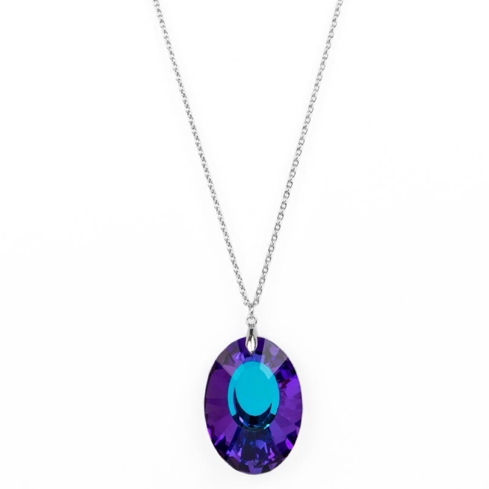 Silver and Purple Oil Spill Necklace